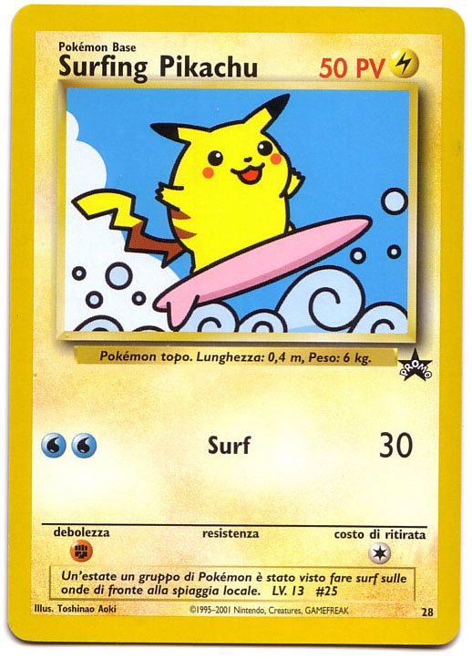 POKEMON • Surfing Pikachu • BLACK STAR PROMO 28  